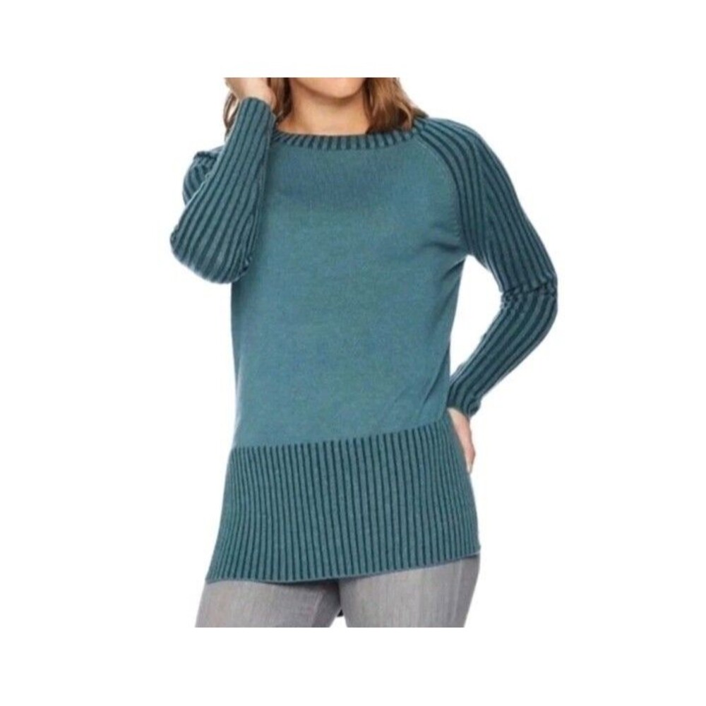 Smartwool Sweater Womens Medium Green Teal Ripple Creek Pullover Merino Slim Fit